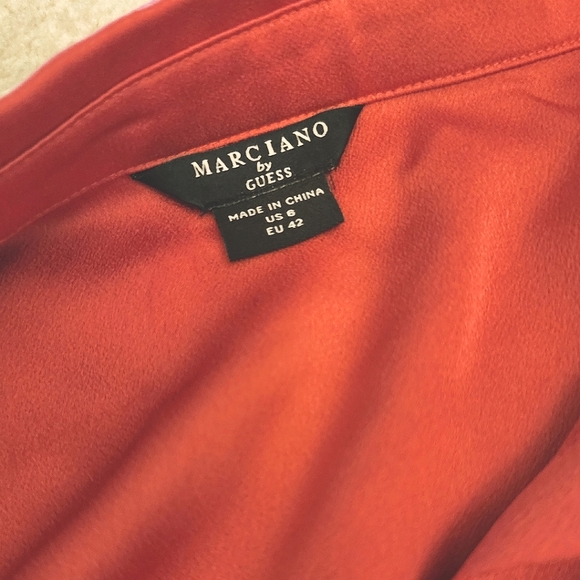 MARCIANO BY GUESS NEW JESSAMINE SHIRT DRESS, SIZE 6, RICH OCHRE PLAYFULL' COLOUR - Picture 4 of 6